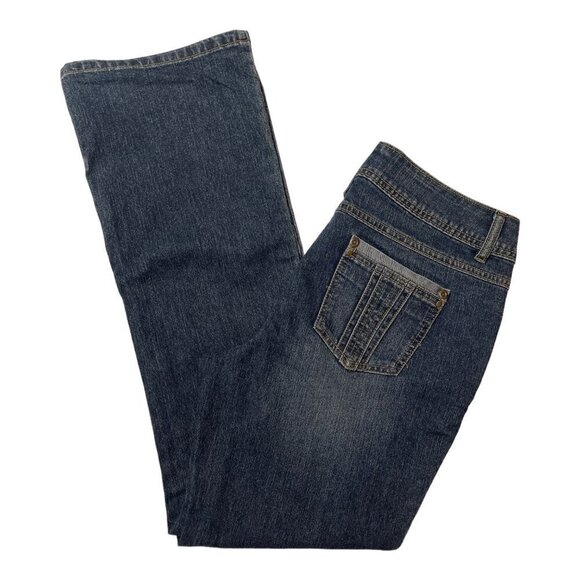 CATO PREMIUM Women's Denim Jeans Size 10 Petite Mid-Rise Boot Cut Deco Pockets - Picture 3 of 15